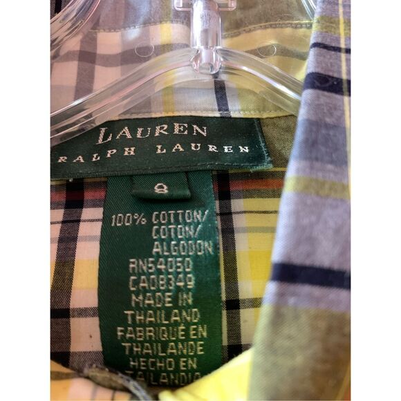 Yellow Plaid Ralph Lauren Ladies Vintage Blouse #ralph lauren #yellow plaid - Picture 2 of 7